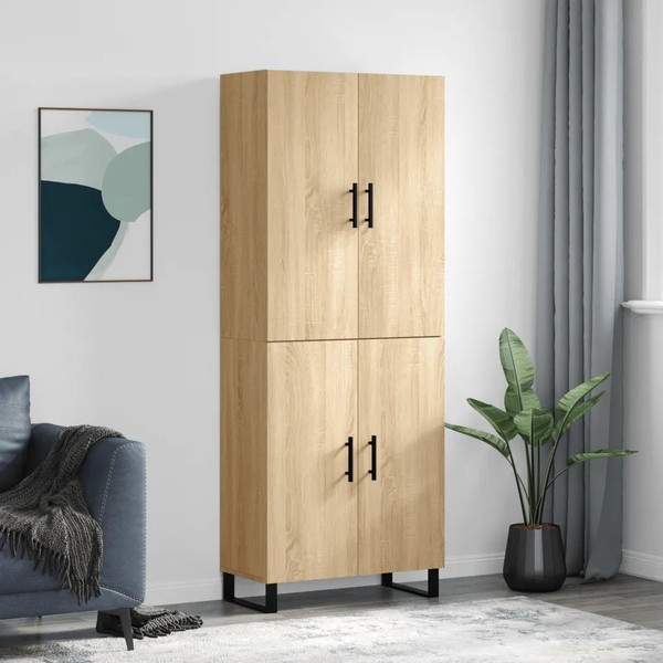 Hohes Schmales Highboard Sonoma-Eiche 69,5X34X180 Cm Holzwerkstoff-image