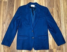 Vintage Pendleton 100 Pure Virgin Wool Women  s Navy Blazer Blue Size 10 USA