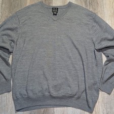 Jos A Bank Executive Collection Mens XXL Gray Merino Wool V Neck Sweater