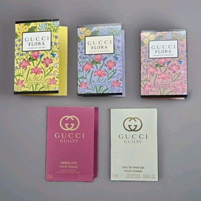 5 Verschiedene Gucci Parfum Proben Guilty Flora Gorgeous Orchid Magnolia