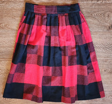 Vintage ROBYN Women's Red Black Buffalo Check Plaid Wool Skirt Made In USA
