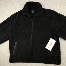 Athleta Cloud Fleece Full Zip Size XS Jacket Black Coat SUPER SOFT Plush NWT