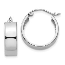 14k White Gold 5.5x18mm Polished Hoop Earrings L-13 mm, W-5 mm
