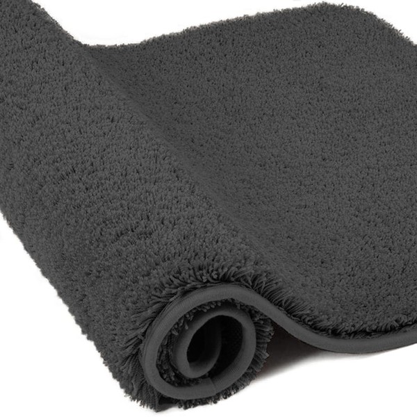 Mikrofaser Badematte TüRmatte SaugfäHig Badteppich Rutschfest Dunkelgrau-image