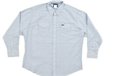 Wrangler Men's 17.5 x 34 Blue Western Pearl Snap Button Down Shirt 70130MW Long