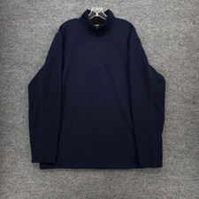 Eddie Bauer Sweater Mens XLT Blue 1/4 Zip Long Sleeve Fleece Mock Neck Pullover
