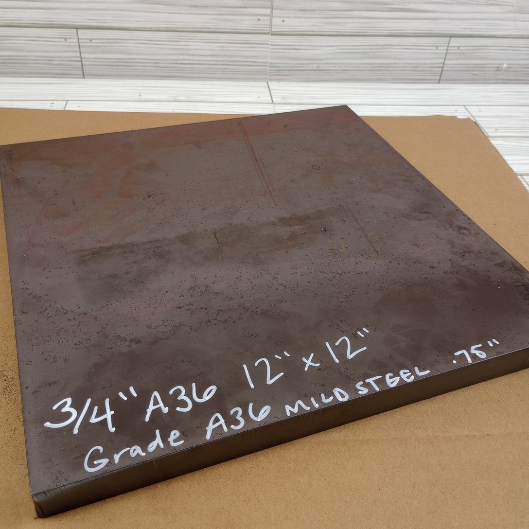 3/4" x 12"x 12" inch steel plate 12”x12” A36 Hot Roll Flat .75" Thick