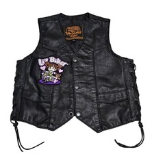 Milwaukee Leather Kids Black Leather Motorcycle Vest Lil Biker Patch Size M