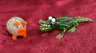 VTG Set of 2 Hand Blown Art Glass Pieces in Murano Style Orange Pig & Alligator