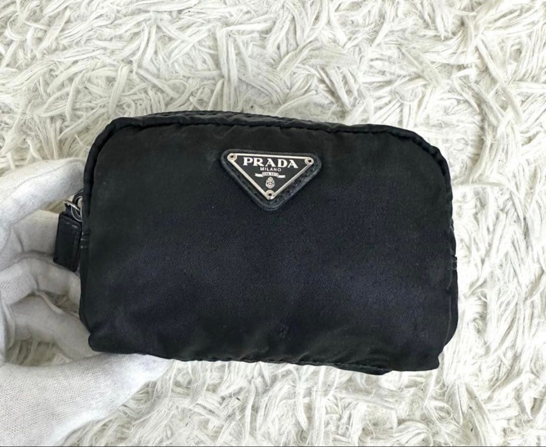 PRADA Mini Pouch Triangular Plate Nylon Black - image 3