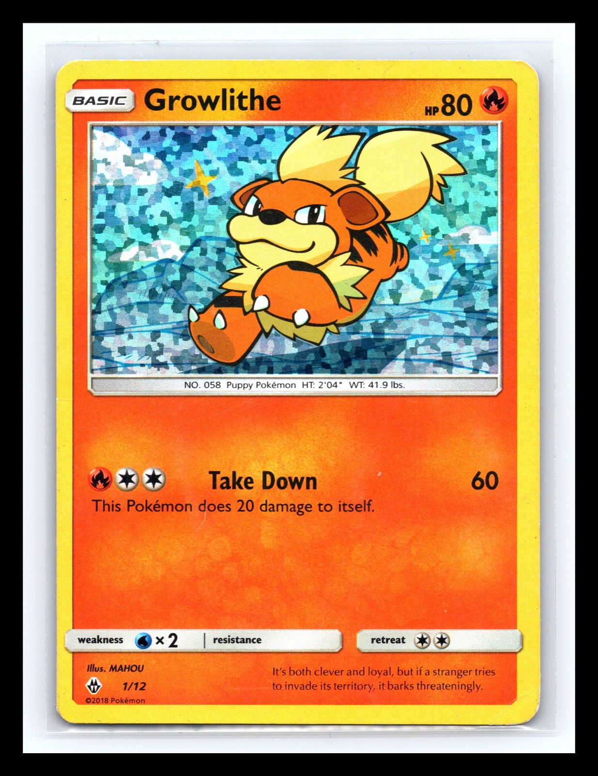 💥 Pokemon TCG Growlithe Card #1/12 McDonald's Confetti Holo Promo 2018