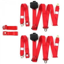 Chevy Impala 1971 - 1976 Standard 3pt Red Retractable Bench Seat Belt Kit - 3 Be