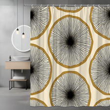 Black and Gold Shower Curtain with Abstract Pattern