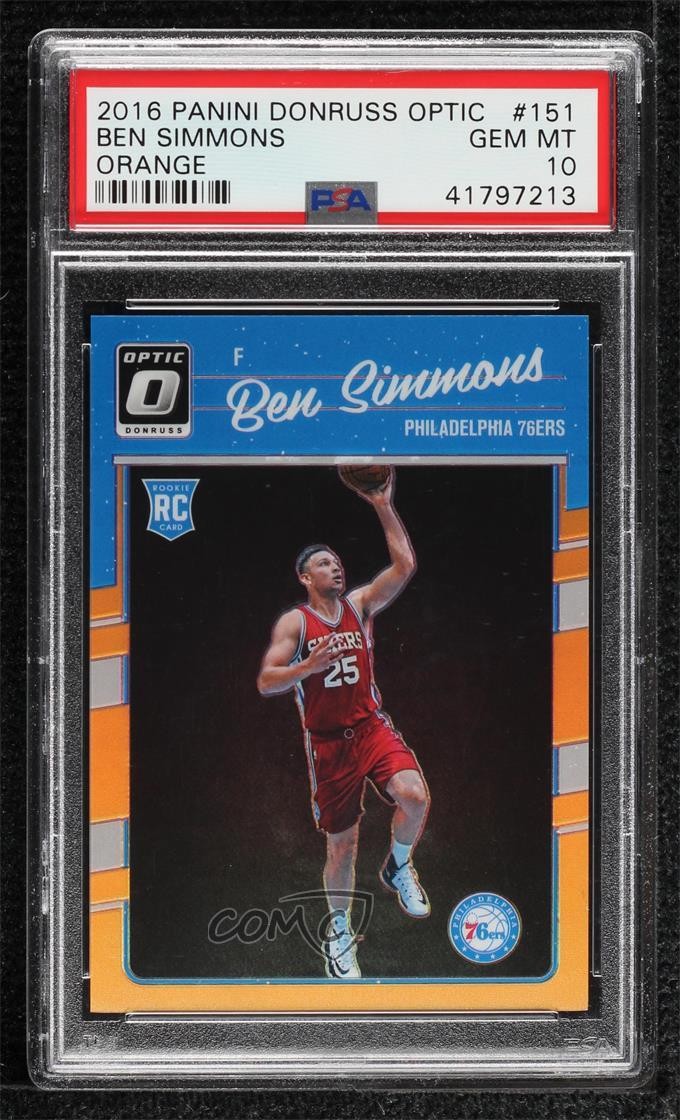 2016 Panini Donruss Optic Orange Prizm /199 Ben Simmons #151 PSA 10 GEM MT 1yj