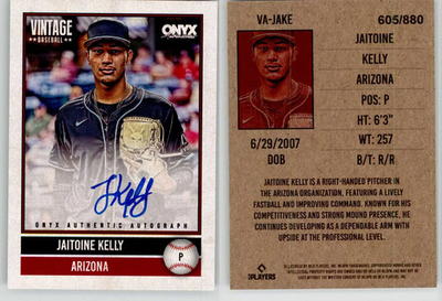 #ad Jaitoine Kelly 2026 ONYX Vintage Baseball Auto VA JAKE # 880 Diamondbacks $5.99