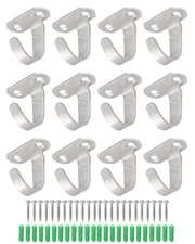 Stainless Steel Screw Mounted Ceiling Hooks 12 PCS Silver Heavy Duty Wall