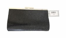 Nina Black Rhinestone Evening Clutch with Silver Handle and Chain Strap NWT