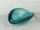 Vintage 1950’s Murano Glass Archimede Green Blue Ashtray Trinket Bowl