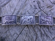 Rare Art Deco 1920s Sterling Silver Lion Of PALESTINE Children Story Bracelet 🐅