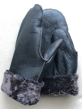 Lammfell-Fäustlinge, Handschuhe, Fausthandschuhe, dunkelbraun, Gr. M ./ neu