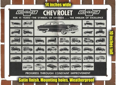 Metal Sign - 1912-1954 Chevrolet Progress - 10x14 inches