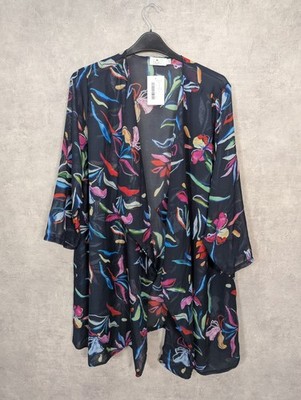 Box 2 Jacket UK 18 20 Womens Lightweight Abstract Floral Chiffon Jetson Cover