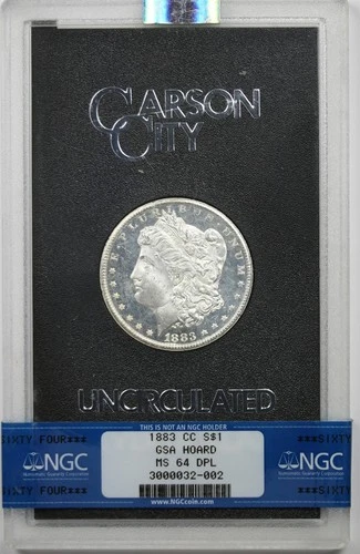 1883-CC $1 NGC/GSA HOARD MS 64 DPL Morgan Silver Dollar W/ Box + COA