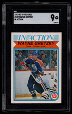 WAYNE GRETZKY IN ACTION 1982-83 O-PEE-CHEE HOCKEY CARD #107 SGC 9 MINT OILERS