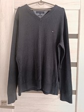 Tommy Helfiger men's pullover, jumper, cashmere and cotton, size L, blue