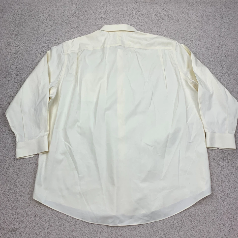 Camisa de vestir Enro años 80 2 capas sin planchar para hombre manga larga algodón amarillo claro Foto 4 de 4