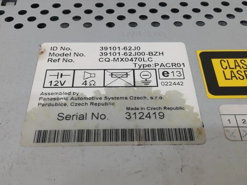 3910162J0 Sistema Audio/Radio Cd para SUZUKI SWIFT BERLINA (RS/MZ) 2007 169890 - Imagen 5 de 5