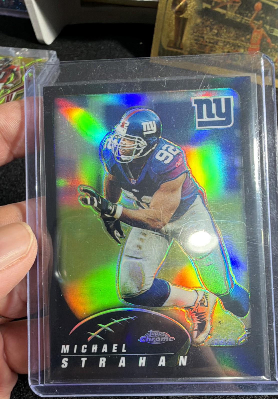 2002 Topps Chrome - Michael Strahan #20 Black Refractor 49/599