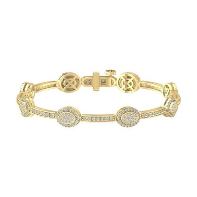 14k Yellow Gold Lab Grown Diamond Composite Bracelet 7'' Gift for Women