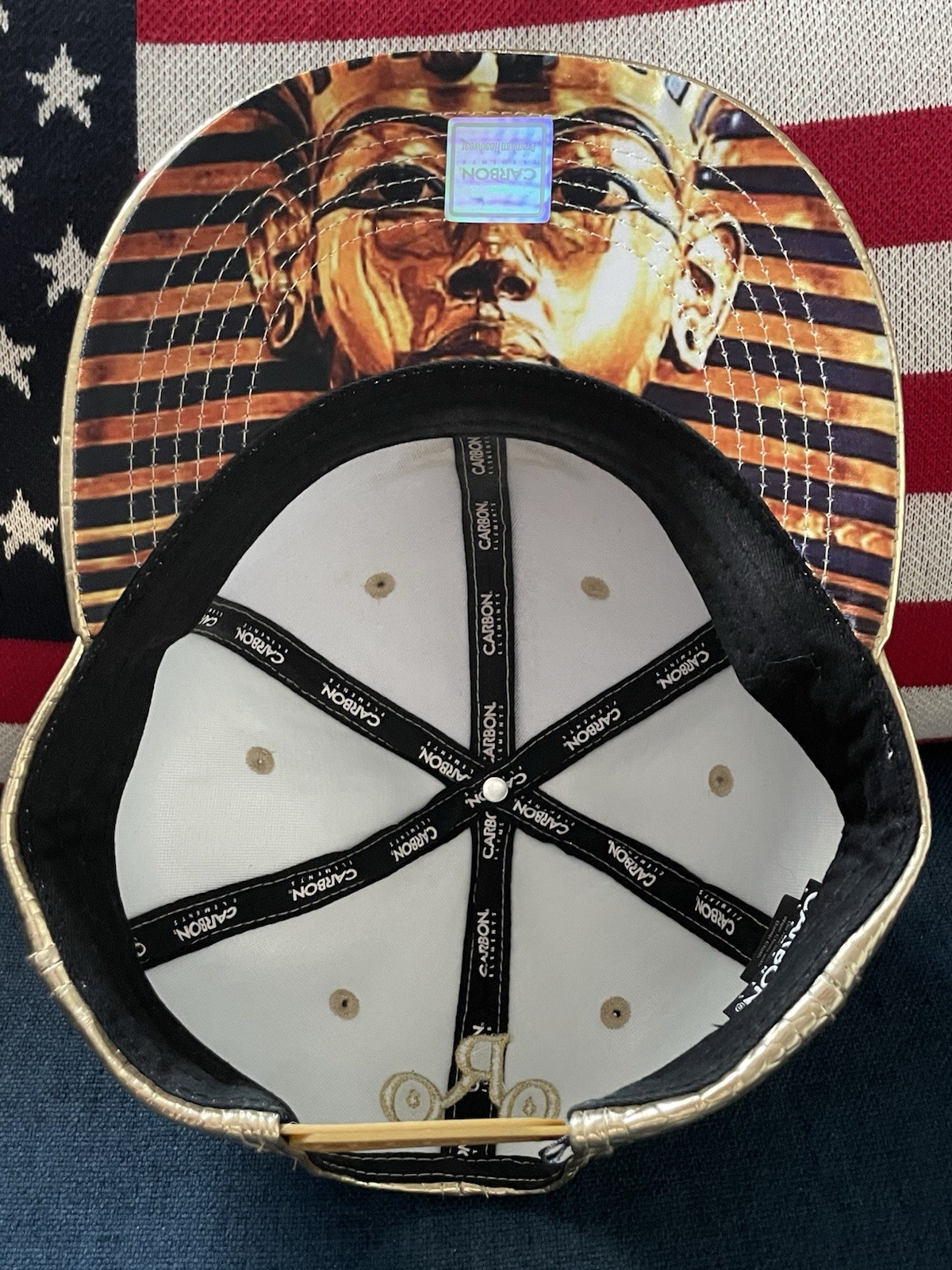 Carbon Elements Gold Croc Snapback Hat ORO Metall… - image 7