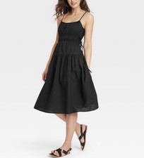 Universal Thread black midi dress with adjustable straps and pockets. Size: S