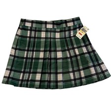 Love Fire Womens Green Plaid Pleated Mini Skirt Preppy Schoolgirl Tartan Size M