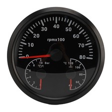3 In 1 Tachometer Oil Pressure Gauge Water Temp Gauge 4 3/8in 8000rpm 0 To 10