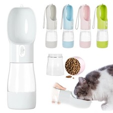 Portable Dog Cat Water Bottle Food Container 2 in 1 Pet Water Feeder for Small