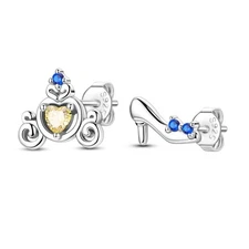 MULA European 925 Sterling Silver Stud Earrings Pumpkin Cart Shoe Women Jewelry
