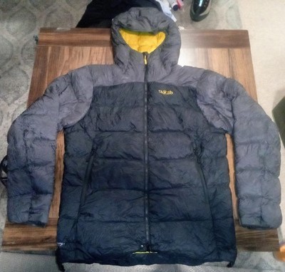 *RAB* Men's Neutrino Pro Hoody PERTEX Down Puffer Jacket (Black/Graphite, LARGE)