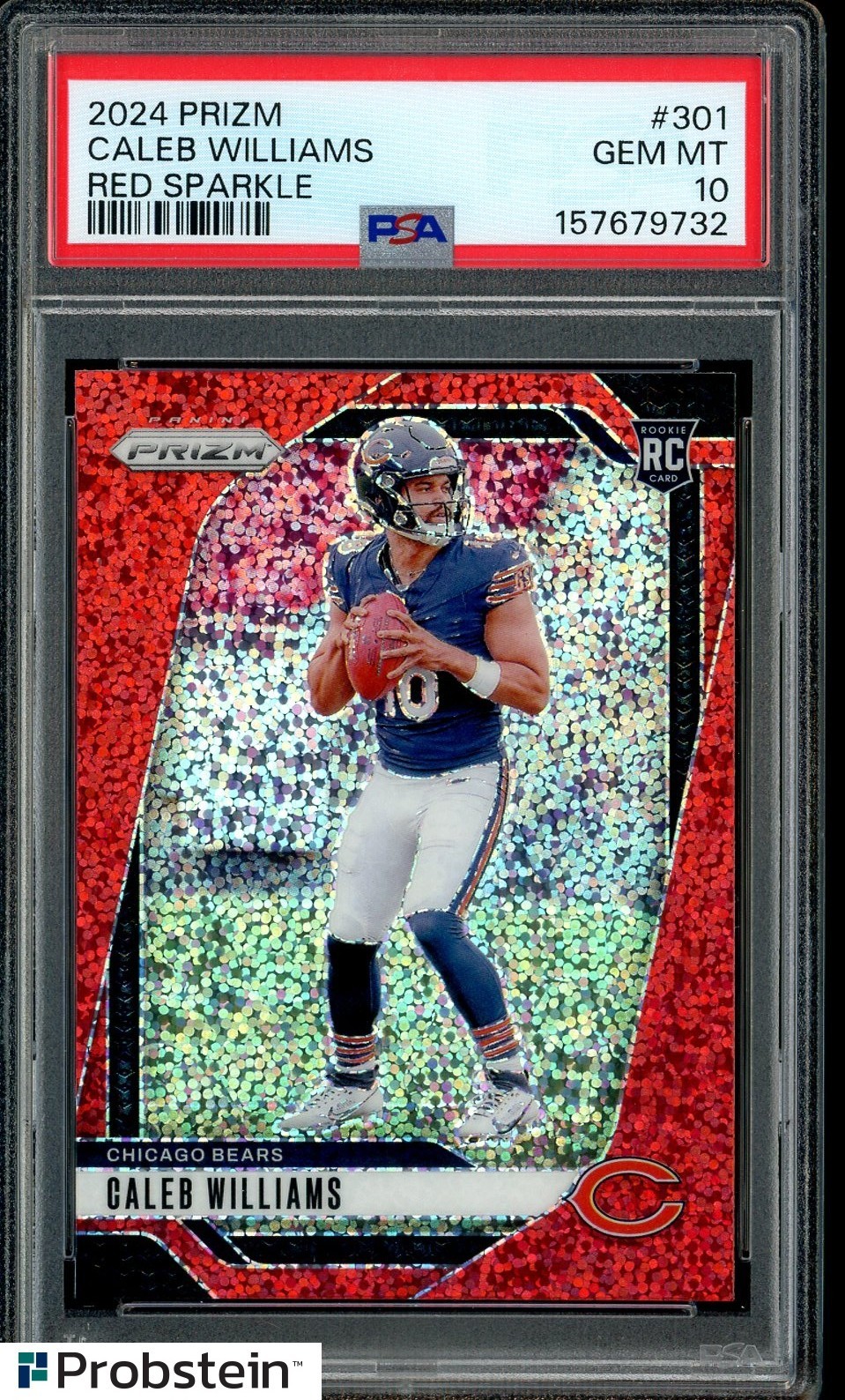 2024 Panini Red Sparkle Prizm #301 Caleb Williams Chicago Bears RC Rookie PSA 10