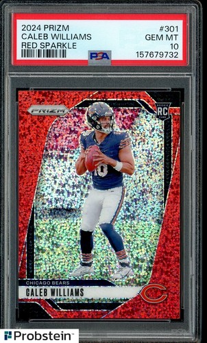 2024 Panini Red Sparkle Prizm #301 Caleb Williams Chicago Bears RC Rookie PSA 10