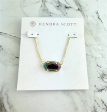 Kendra Scott Elisa Gold Necklace in Iridescent Blue Goldstone