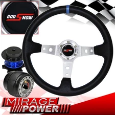 Hub For 93-97 Del Sol Deep Dish Black Steering Wheel Silver Center Quick Release