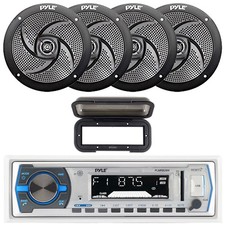 Pyle Marine Stereo USB MP3 Receiver W/ Radio, 4x 5.25" Speakers, Radio Cover