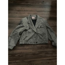Petite Pendleton Wool Tweed Blazer Jacket Womens Size 12 Gray Speckled