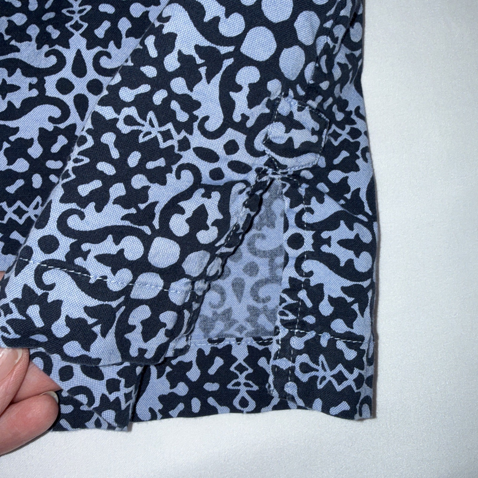 Talbots Damask Patterned Popover Blouse Mandarin … - image 8