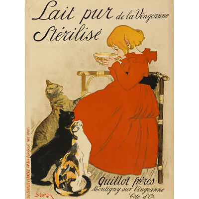 Steinlen Quillot Brüder Milchkatzen Werbung extra großes Kunst Poster