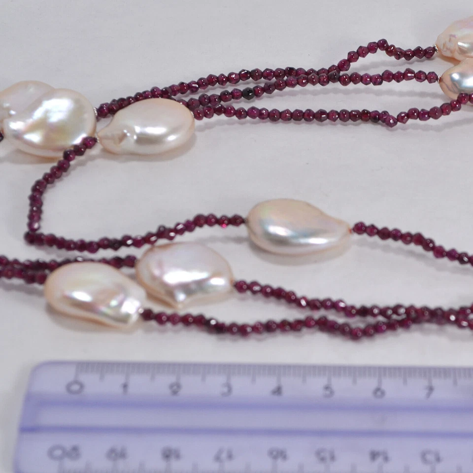 COLLANA PERLE BAROCCHE MULTICOLORE E GRANATO CHIUSURA ARGENTO 925 AGLN 0270 - Immagine 3 di 3