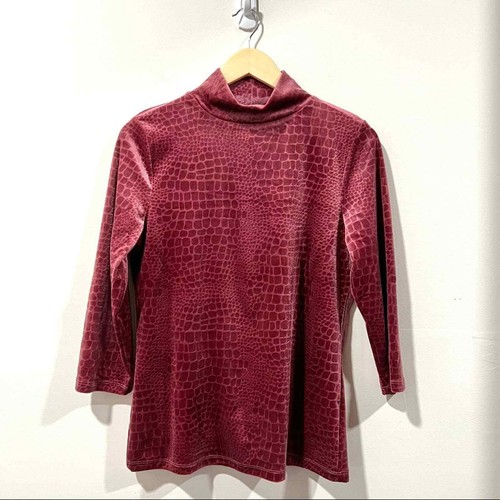 Pink Velour Mock Turtleneck Top 